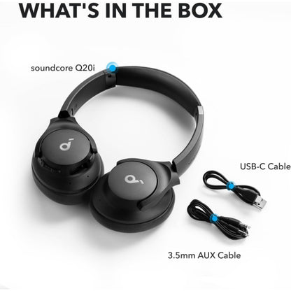 Soundcore by Anker Q20i Hybrid Active Noise Cancelling Headphones Wireless Over-Ear Bluetooth Black