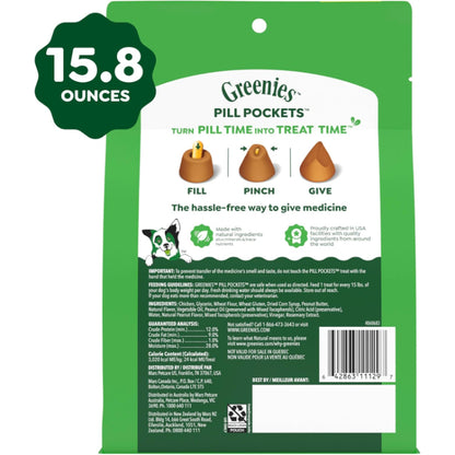 Greenies Pill Pockets for Dogs Large Dog Treat Pouch for Capsule Medication Peanut Butter 15.8 oz. Pouch