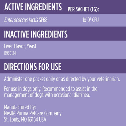 Purina Pro Plan Veterinary Supplements FortiFlora Daily Probiotics for Dogs Helps Digestive Gut Health and Diarrhea - 30 ct. Box