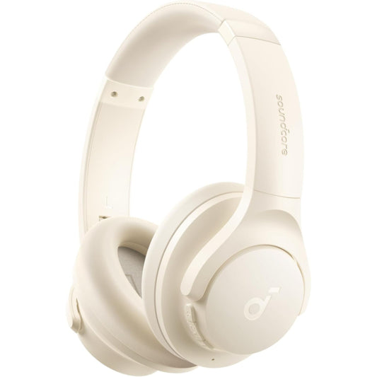 Soundcore by Anker Q20i Hybrid Active Noise Cancelling Headphones Wireless Over-Ear Bluetooth Almond White