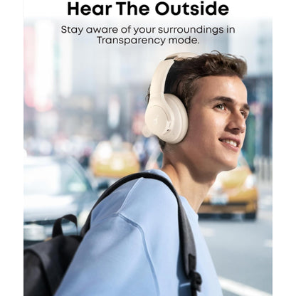 Soundcore by Anker Q20i Hybrid Active Noise Cancelling Headphones Wireless Over-Ear Bluetooth Almond White