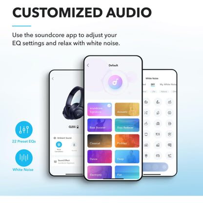 Soundcore by Anker Q20i Hybrid Active Noise Cancelling Headphones Wireless Over-Ear Bluetooth Blue