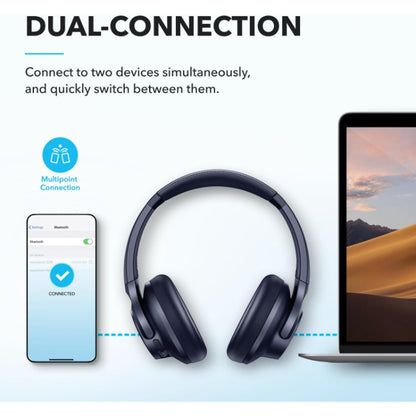 Soundcore by Anker Q20i Hybrid Active Noise Cancelling Headphones Wireless Over-Ear Bluetooth Blue