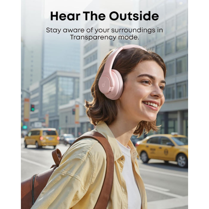 Soundcore by Anker Q20i Hybrid Active Noise Cancelling Headphones Wireless Over-Ear Bluetooth Pink