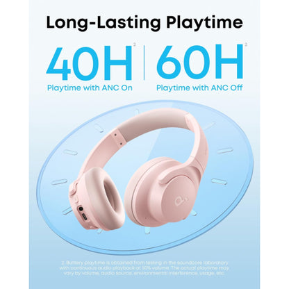 Soundcore by Anker Q20i Hybrid Active Noise Cancelling Headphones Wireless Over-Ear Bluetooth Pink