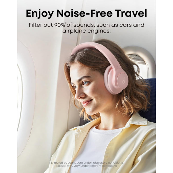 Soundcore by Anker Q20i Hybrid Active Noise Cancelling Headphones Wireless Over-Ear Bluetooth Pink
